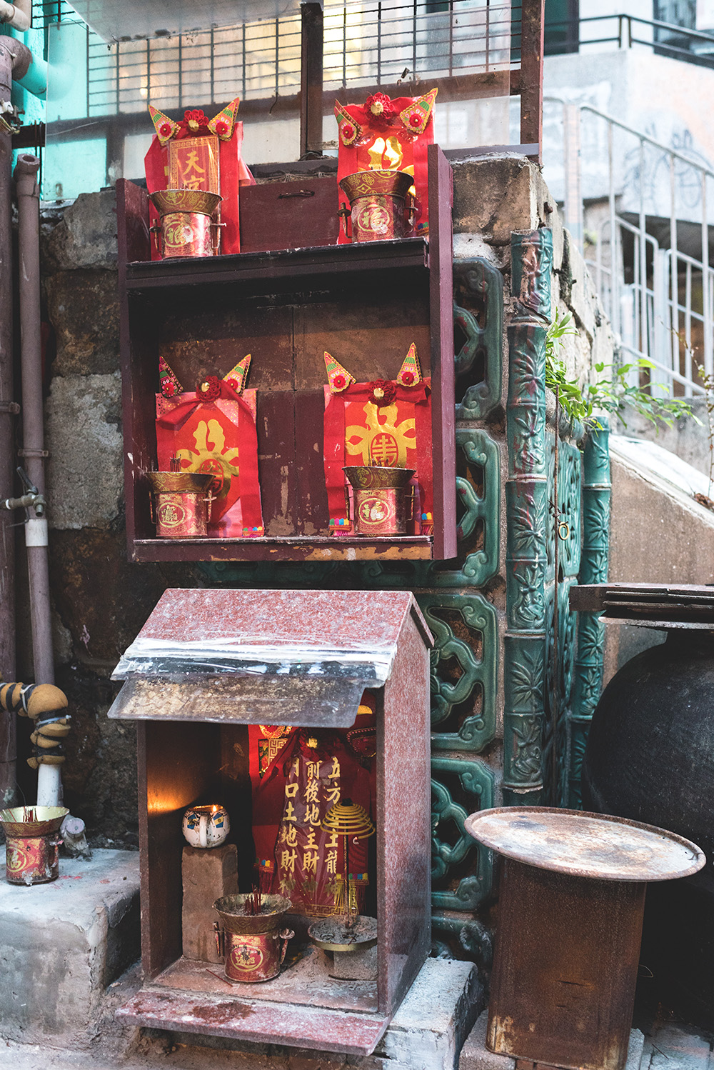 A street-side shrine in Hong Kong